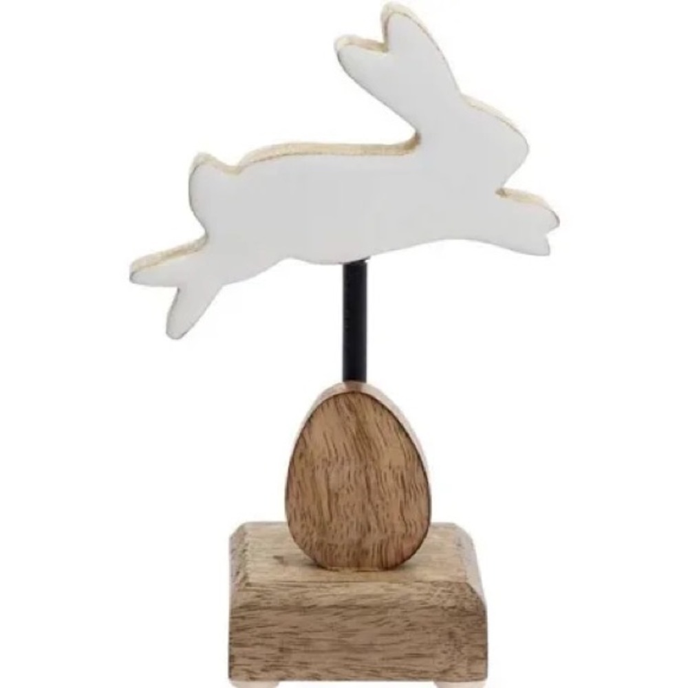 Nwt mangle, wood leaping bunny, 6.25